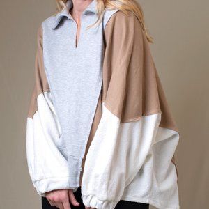 NWT evirwild Amina Oversized Striped Collared Sweatshirt